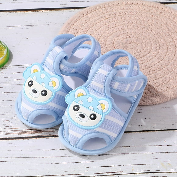 YOUSNH Baby Girls Boys Soft Toddler Shoes Infant Toddler Walkers Shoes Cartoon Bear Princess Shoes Sandals Kids Slippers Blue 13（14）