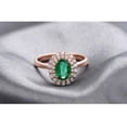 thumbnail image 3 of Classic 2 Carat Green Emerald 8x6mm Oval Shape Moissanite Diamond Halo Engagement Ring in 10k Rose Gold, 3 of 5
