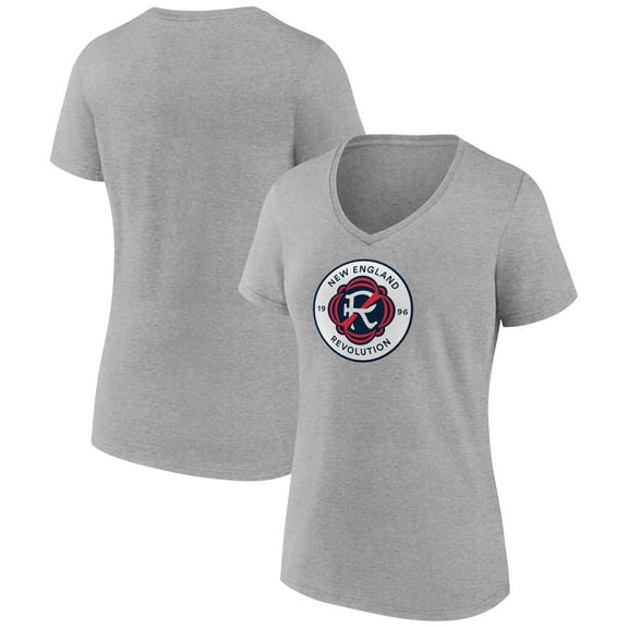 Women's Fanatics Steel New England Revolution Logo V-Neck T-Shirt