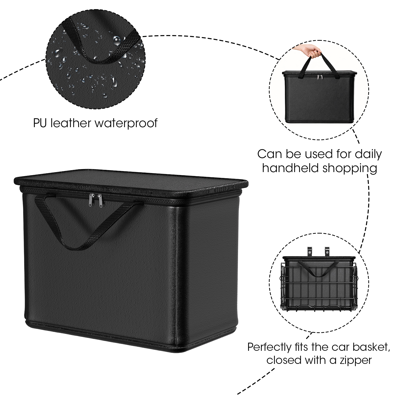Bike Basket Front, Folding Bicycle Basket with Removable Waterproof Liner Bag, Rear Bike Cargo Rack, Bike Baskets for Adult Bikes Carrying Dogs,Pet,Grocery,Quick Release Design