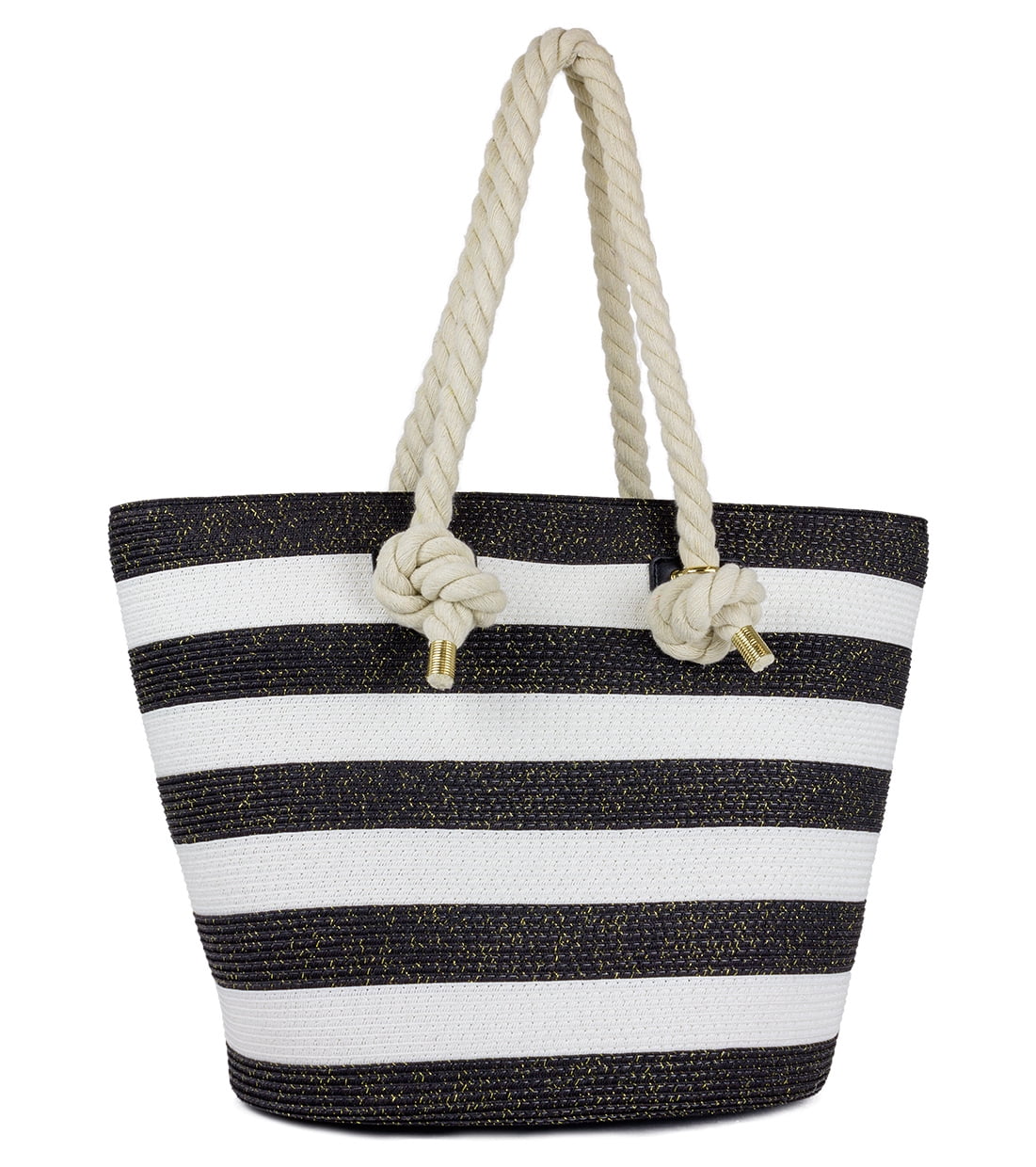Magid Women's Paper Straw Rope Tote Bag White Black
