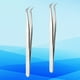 thumbnail image 5 of 2 pinzas para injertar pestañas, extensiones de pestañas, pinzas para pestañas postizas, herramientas de maquillaje plateadas, 5 of 6