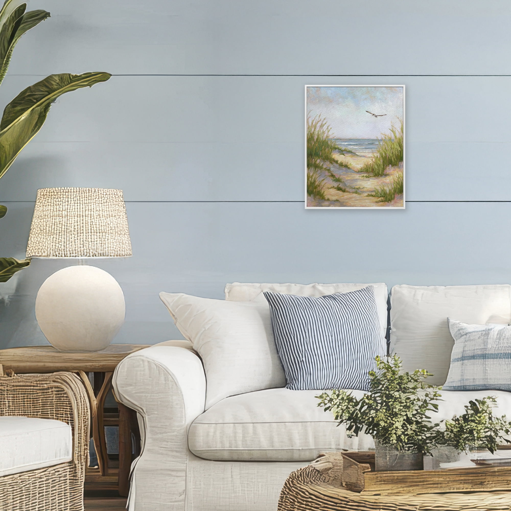 Stupell Industries Peaceful Beach Sand Dunes White Framed Giclee Art, design by Linda Sperruzzi