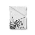 thumbnail image 2 of Christmas Soft Flannel Fleece Throw Blanket, Sketchy Hand Drawn Classical Ornaments Hanging from Strings Celebration Text, Cozy Plush for Indoor and Outdoor Use, 60" x 80", Black White, by Ambesonne, 2 of 6
