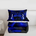 thumbnail image 3 of Erosebridal Navy Gamepad Comforter Sets Twin Size, Modern Video Game Comforters & Duvets, Honeycomb Reversible Duvet Insert, Super Cozy Bedroom Decorative, 2 Pieces, 3 of 7