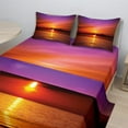 thumbnail image 2 of Ambesonne Romantic Fitted & Top Sheet Set with Shams, Colorful Beach Sunset, Orange Purple, 2 of 8