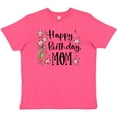 thumbnail image 3 of Inktastic Happy Birthday, Mom Pink Flowers Youth T-Shirt, 3 of 5