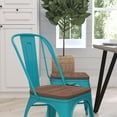 thumbnail image 3 of Merrick Lane Metal Stacking Chair in Crystal Teal-Blue with Curved, Slatted Back and Rustic Wood Seat, 3 of 8