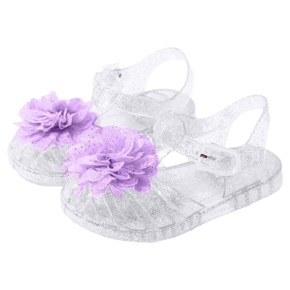 UngA Kids Sandals Girls Toddler Girl Sandals Flower Girl Dress Shoes Open Toe Little Kid Summer Flats Flower Girl Sandals(Purple,Size 8.5)