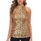 thumbnail image 1 of Top halter con lentejuelas para mujer - Blusa corta sin mangas brillante para fiesta/discoteca (talla única), 1 of 7