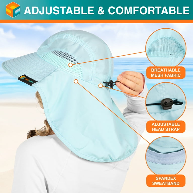 SUN CUBE UPF50+ Wide Brim Sun Hat with Neck Flap for Women  display picture 1