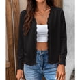 thumbnail image 5 of SWSMCLT Women's Casual Cardigan Comfy Jagged Elastic Cuffs Curvy Autumn Breathable Cardigan Sweaters Black X-Large, 5 of 5