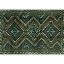 Ahgly Company Machine Washable Indoor Rectangle Southwestern Turquoise Blue Country Area Rugs, 4' x 6'