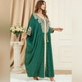 thumbnail image 5 of IBTOM CASTLE Women Muslim Dress Batwing Sleeve Embroidered Abaya Kaftans Modern Elegant Dubai Moroccan Islamic Dresses One Size Green, 5 of 8
