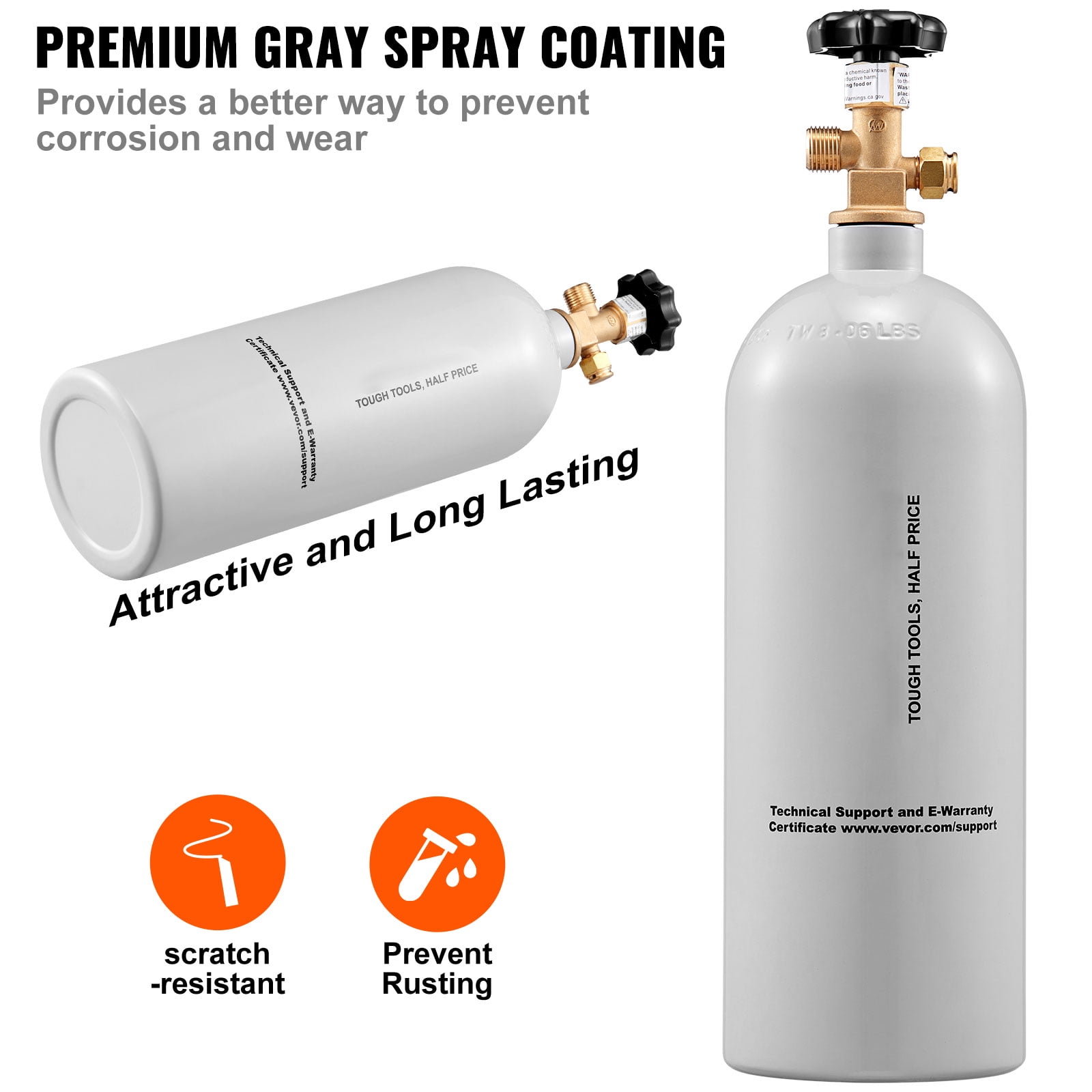 VEVOR 5 lbs CO2 Tank Aluminum Gas Cylinder with CGA320 Valve For Draft Soda Beer