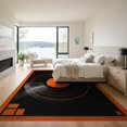 thumbnail image 3 of ODIKA 9'x12' Washable Area Rug Disc Vinyl Cd Record Retro Turntable Grooves Bold Concentric for Great Room, Indoor Concept, Large Living Low Pile, Flatwoven, 3 of 7