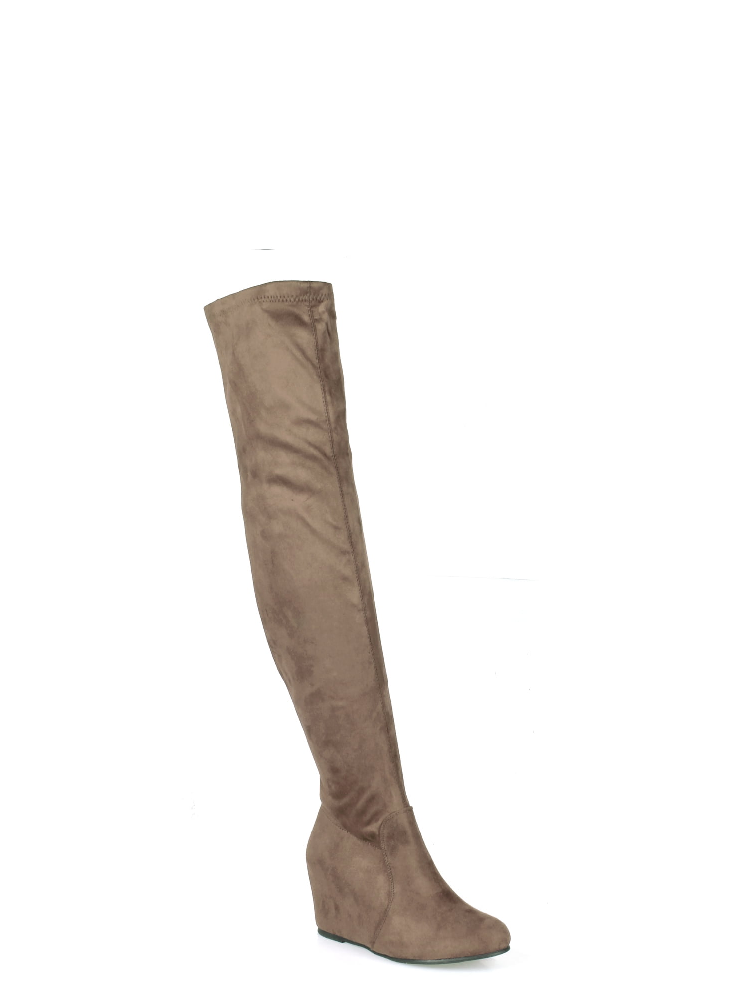 Nature Breeze Over the knee Women's Hidden wedge Boots in Taupe