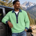 thumbnail image 6 of Polo Shirts for Men Waffle Knit Button Up Denim Collar Collared Top Fall Long Sleeve Patchwork Shirts 3XL, 6 of 6