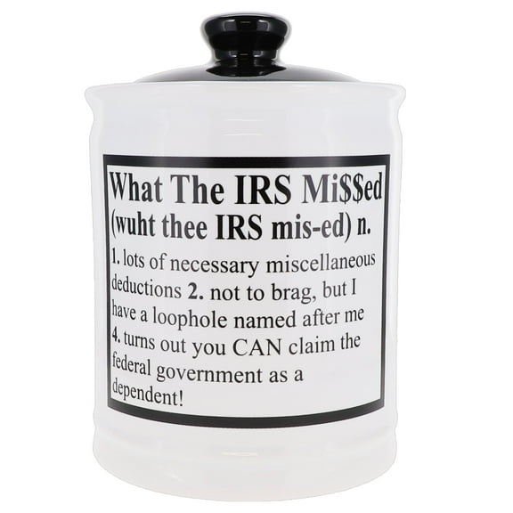 Cottage Creek Cottage Creek What The IRS Missed Definition Piggy Bank, Ceramic, 6", Multicolored Tax Candy Jar