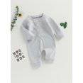 thumbnail image 3 of xiaxaixu Baby Boys Waffle Rompers Solid Color Buttons Crew Neck Long Sleeve Infant Jumpsuits Fall Toddler Clothes Bodysuits, 3 of 8