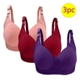thumbnail image 2 of 3PC Womens Bras Plus Size Push Up Breathable Full Coverage No Underwire Gathering Support Everyday Bras Purple 42/95, 2 of 3
