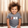 thumbnail image 4 of One Distressed Football Outline Boys 1st Birthday Sports Themed T-Shirts for Baby Boys Granite Heather Shirt 18 Months, 4 of 4
