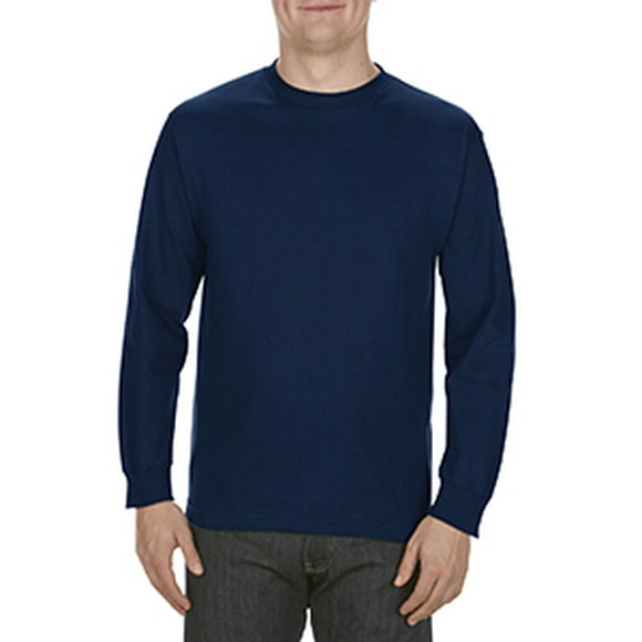 Adult 5.1 oz., 100% Soft Spun Cotton Long-Sleeve T-Shirt - NAVY - S