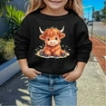 thumbnail image 4 of Christmas Sweatshirts for Girl 2025 Long Sleeve Crewneck Cute Highland Cow Western Country Sweatshirt Pullover Tops, 4 of 5