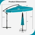 thumbnail image 3 of Costway Parasol Suspendu Déporté de 10 Pi pour Terrasse avec Housse, Turquoise, 3 of 10