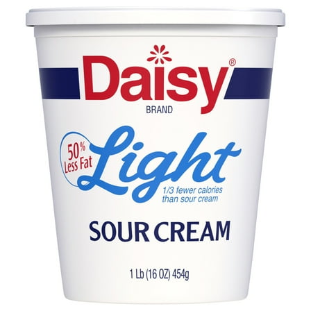 Daisy Pure and Natural Light Sour Cream, 50% Less Fat, 16 oz (1 lb) Tub (Refrigerated)
