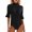 Black, variant on Venzia Women's Retro Flared Sleeve Jumpsuit Summer Solid Color High Waist Wide Leg Romper