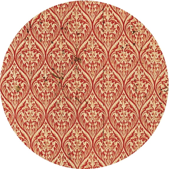 Ahgly Company Indoor Round Patterned Macaroni and Cheese Yellow Area Rugs, 3' Round