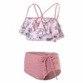 thumbnail image 4 of Summer Savings Clearance! Edvintorg 3-12 Years Swimsuit For Kids Girls Summer Bathing Suit Swimwear Children's Swimsuit High Waist Drawcord Printed Split Bikini Suit, 4 of 7