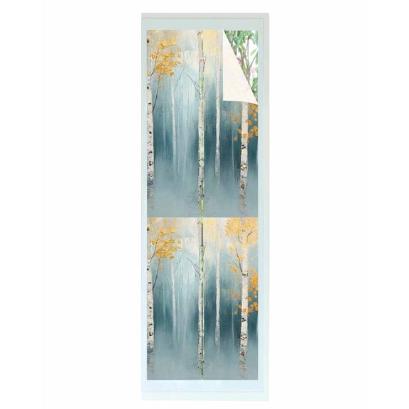 Window Privacy Film Abstract Forest Art Stained Glass Window Film Decorative Sun Block Window Cover Oil Painted Trees Branch Smear Art Window Clings Static Adhesive Sticker for Bathroom 17.7"x78.7"