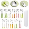 thumbnail image 3 of WAITLOVER Cuchara y tenedor lindos de acero inoxidable con mango de cerámica, cuchara animal de dibujos animados, 3 of 6