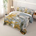 thumbnail image 3 of Manfei Rustic Floral Cows Twin Quilt Set 2 Pieces,Vintage Flowers Animal Twin Coverlet Set,Blue White Yellow,1 Bedspread and 1 Pillowcase, 3 of 7