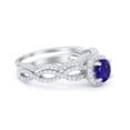 thumbnail image 2 of Two Piece Infinity Shank Round Ring Blue Sapphire CZ 925 Sterling Silver Size 6, 2 of 5