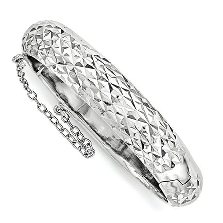 Sterling Silver Just Like Mommy Diamond Cut w/Safety Hinged Child's Bangle Bracelet