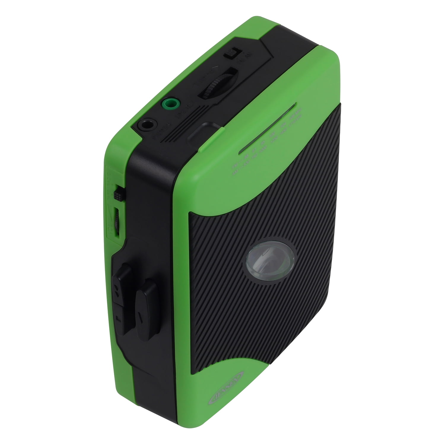 JENSEN Portable Stereo Cassette Player with AM/FM Radio and Earbuds, SCR-75 (Green/Black), SCR-75-GB