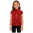 thumbnail image 2 of inlzdz Kids Girls Short Sleeve Metallic Mesh Tiered Sequined T-shirt Sparkly Club Party Dance Performance Wear Red 12, 2 of 6