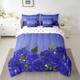 thumbnail image 2 of Blue Rose Bed in a Bag Queen Comforter Set 7 Piece,Diamond Crystal Fluid Art Sheet Set with Comforter,Abstract Ombre Bedding Set Romantic Garden Flowers Bed Set Boho Floral Bohemian Decor, 2 of 6