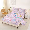 thumbnail image 2 of jejeloiu Unicorn Star Monogram Q Full Size Sheets For Kids,Magical Rainbow Alphabet Design Bed Sheets,4 Pieces, 2 of 6