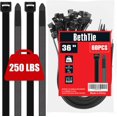thumbnail image 1 of Bridas con cremallera BethTie negras de 36 pulgadas, 250 libras, resistentes, 60 unidades, 1 of 7