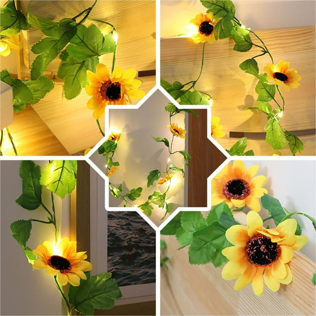 EGNMCR Light Strip, Christmas Lights Mother's Day Beautiful Sun Flower Hanato 20 LED Decorative String Lights String lights
