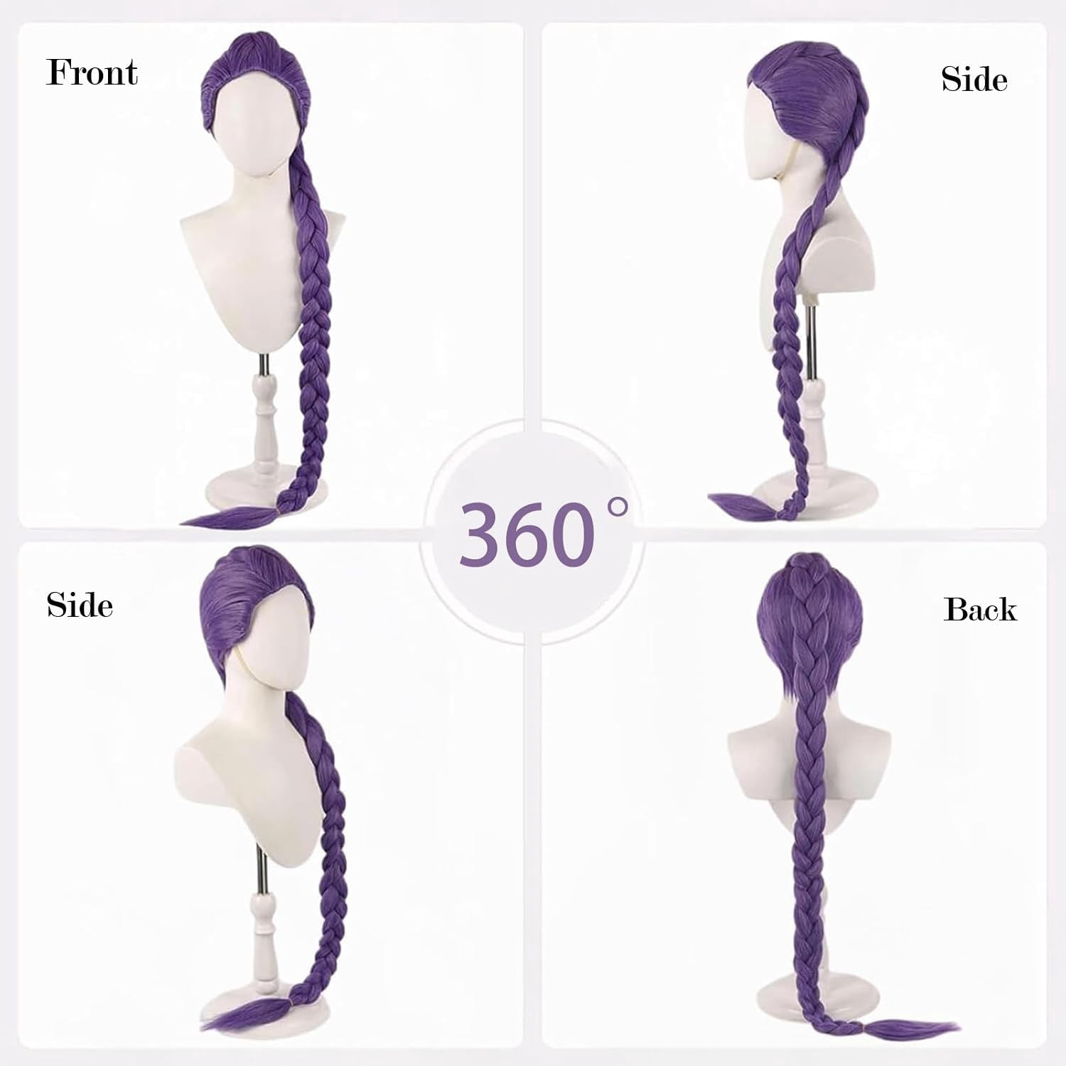 Purple Braid Costume Wigs Cosplay, Anime Pop Singers Thick Braided Costume Wigs Long PurpleBraids Cosplay Props (1pcs-Purple)