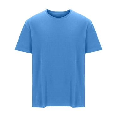 VSSSJ Mens Crew Neck T Shirts Loose Fit Short Sleeve Lightweight Summer Tee Casual Solid Color Basic Fitness Workout Gym T-Shirts Blue XXXL