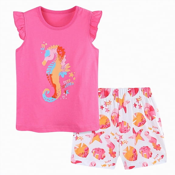 NIEWTR Toddler Baby Girl Summer Clothes Fly Sleeve Solid Color Tops and Elastic Waist Shorts Sets 2 Piece Infant Outfits 2t 3t 4t Baby Girl Gifts(Hot Pink,4-5 Years)
