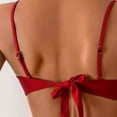 thumbnail image 7 of Womens Bikini Sets V Neck High Cut 2 Piece Swimsuit Tie Back Cheeky Bathing Suit with Metal Ring Red, 7 of 7