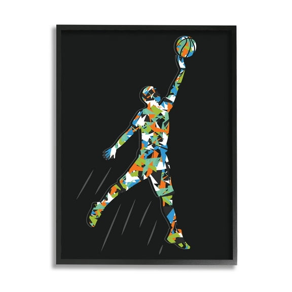 Stupell Industries Patterned Basketball Player Ball Graphic Art Black Framed Art Print Wall Art, Design by Arrolynn Weiderhold