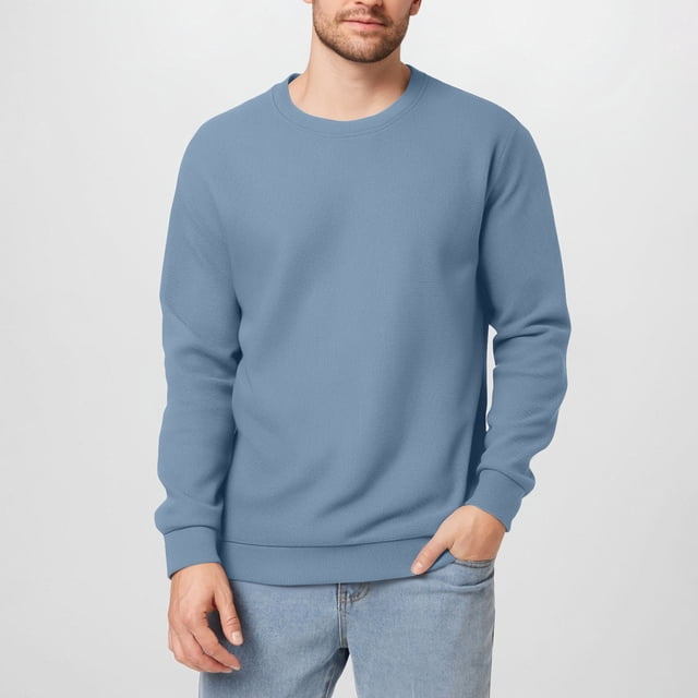 pstuiky camisa de manga larga para hombre, Camisa de hombre ajustada de manga larga con cuello redondo, informal, para abajo, camiseta, blusa Tops casuales para hombres m